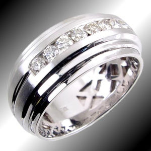 10mm Channel Set Rd Diamond Mens Ring .73TDW 18KT